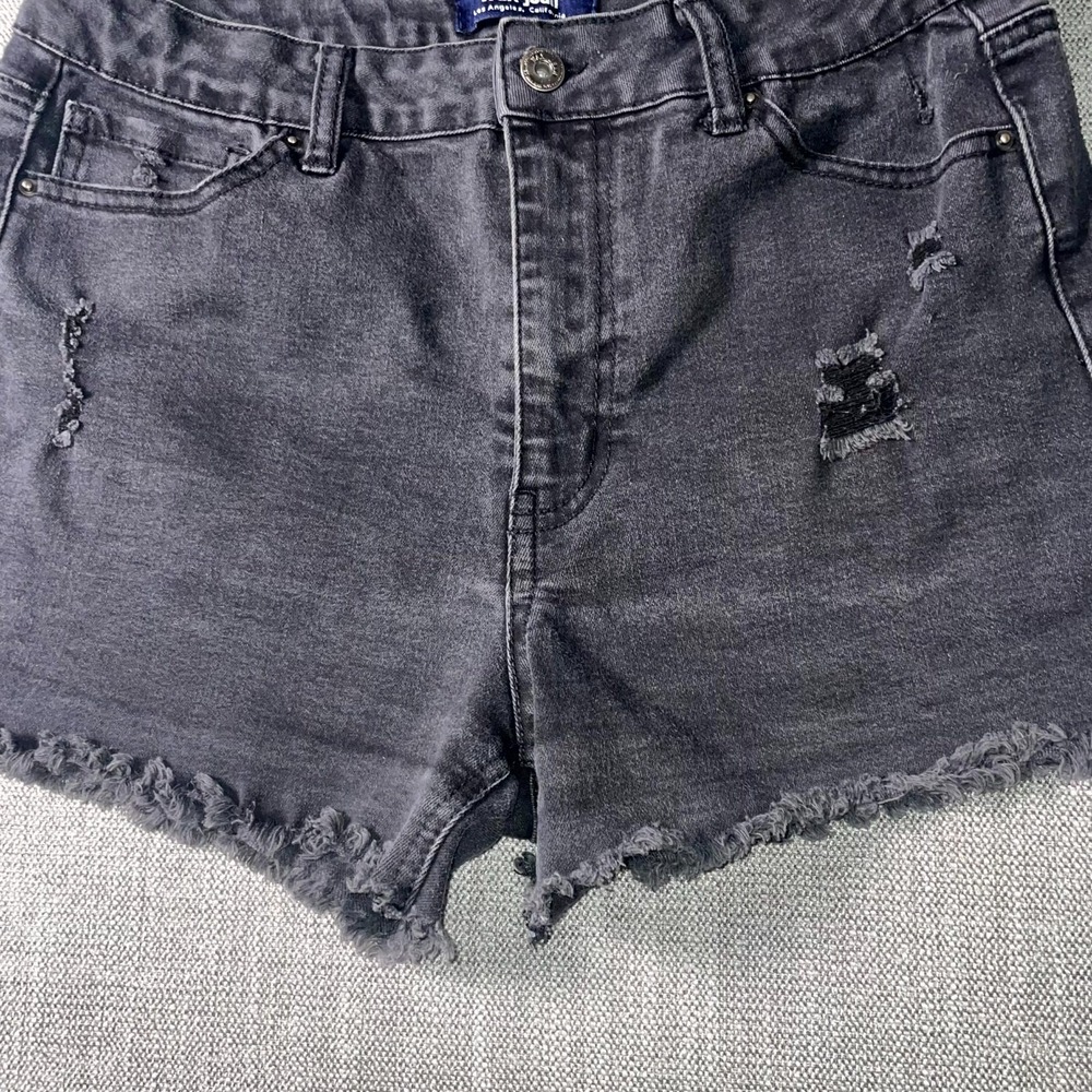 Wax Jean Cut Off Shorts Womens XL Gray Denim Cotton High Rise Distressed Pockets - Picture 4 of 11